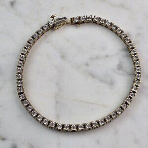 Womens Vintage Estate 10k Gold Diamond Tennis Bracelet 11.6g E980